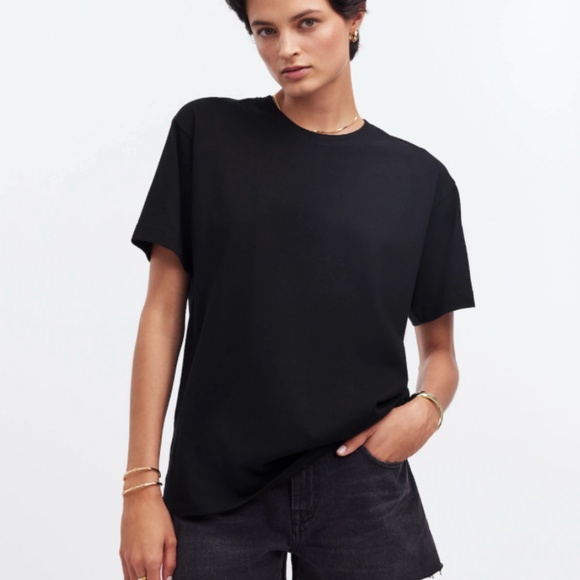Madewell Cotton Relaxed Oversized Tee • size small • NWT • NS162 • black - Picture 1 of 12